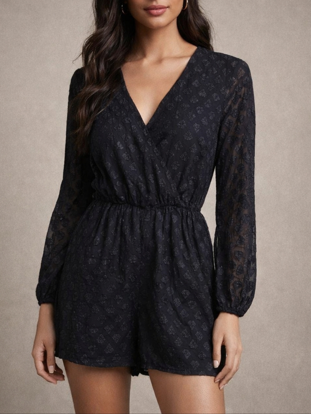 Lulus Marci Black Embroidered Long Sleeve Romper Women's Medium Boho Whimsigoth